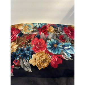 Kevser Square Scarf Blue Rose Floral Large 39”x 38”